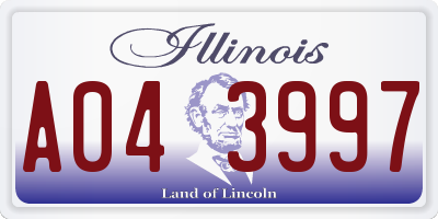 IL license plate A043997