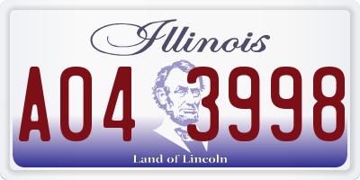 IL license plate A043998