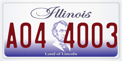 IL license plate A044003