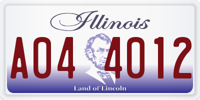 IL license plate A044012