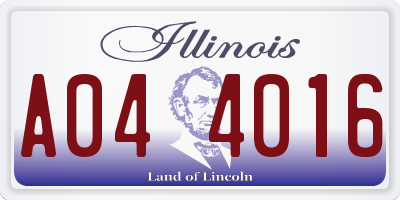IL license plate A044016