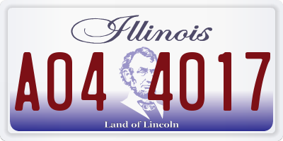 IL license plate A044017