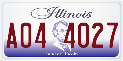 IL license plate A044027