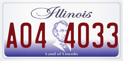 IL license plate A044033