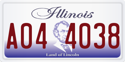 IL license plate A044038