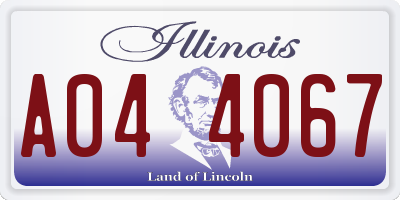 IL license plate A044067