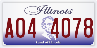 IL license plate A044078