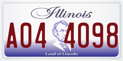 IL license plate A044098