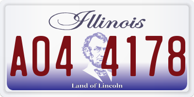 IL license plate A044178