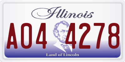 IL license plate A044278