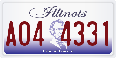 IL license plate A044331