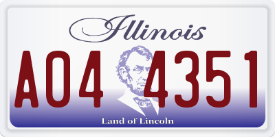 IL license plate A044351