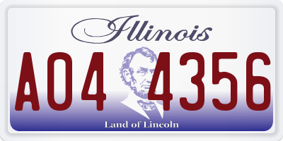 IL license plate A044356