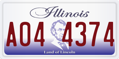 IL license plate A044374