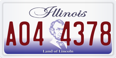 IL license plate A044378