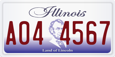 IL license plate A044567