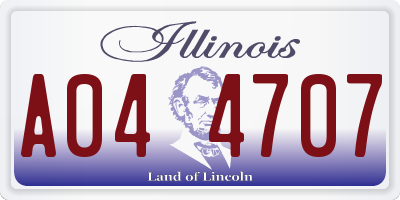 IL license plate A044707