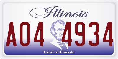 IL license plate A044934