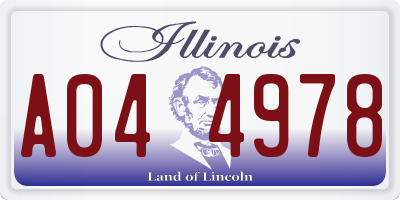 IL license plate A044978