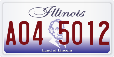 IL license plate A045012