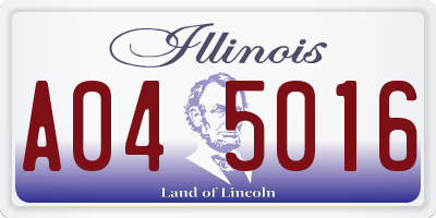 IL license plate A045016