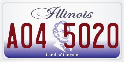 IL license plate A045020