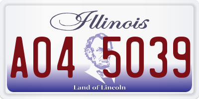 IL license plate A045039