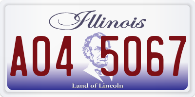 IL license plate A045067