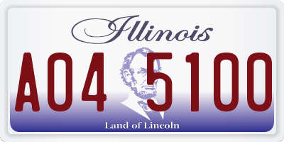 IL license plate A045100