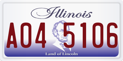 IL license plate A045106