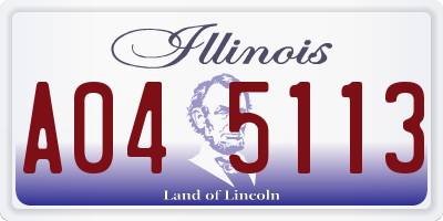 IL license plate A045113