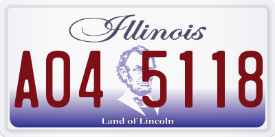 IL license plate A045118