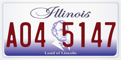 IL license plate A045147