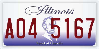 IL license plate A045167