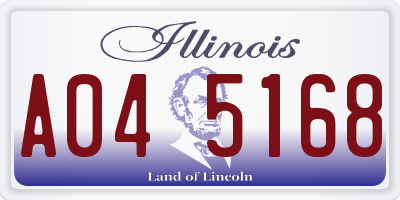 IL license plate A045168