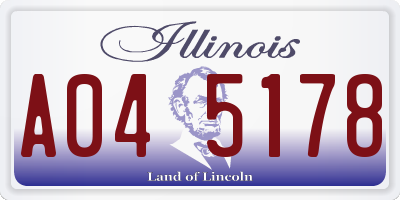 IL license plate A045178