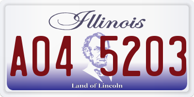 IL license plate A045203