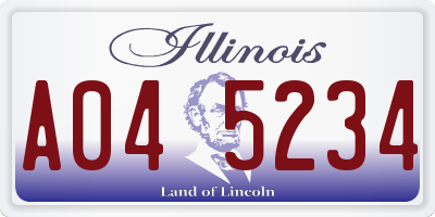 IL license plate A045234