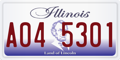 IL license plate A045301