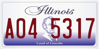 IL license plate A045317