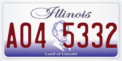 IL license plate A045332