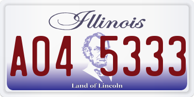 IL license plate A045333