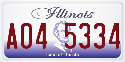 IL license plate A045334
