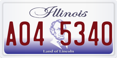 IL license plate A045340