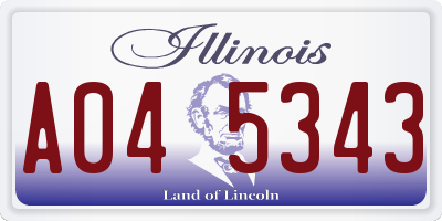 IL license plate A045343