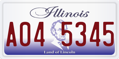 IL license plate A045345