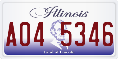 IL license plate A045346