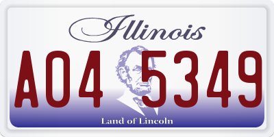 IL license plate A045349
