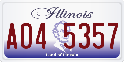 IL license plate A045357