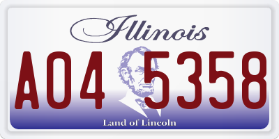 IL license plate A045358